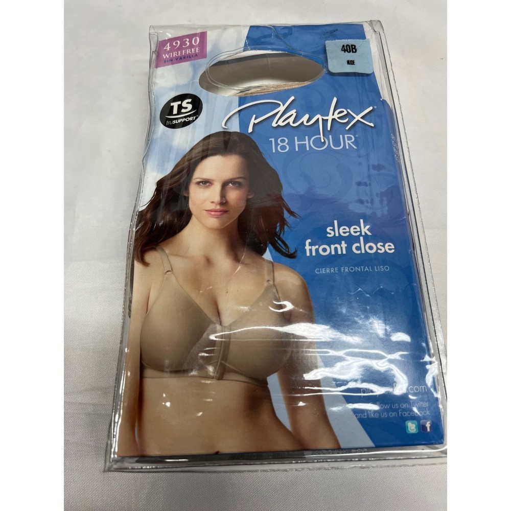 NWT Playtex 18 hour bra 40B nude 4930 wirefree front closure